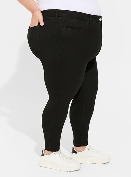 jkthpu-45 Plus Size Black Jeans 300 lbs High-Waisted Elastic