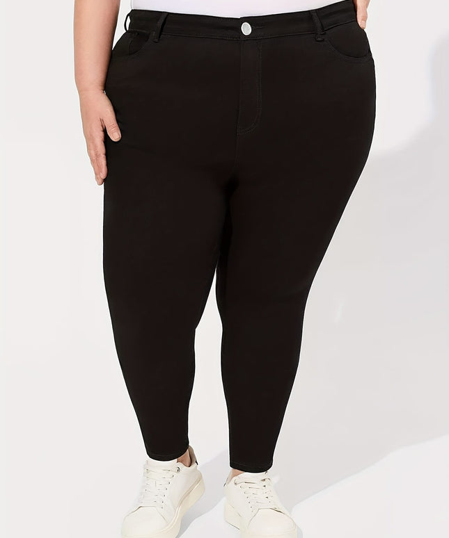 jkthpu-45 Plus Size Black Jeans 300 lbs High-Waisted Elastic