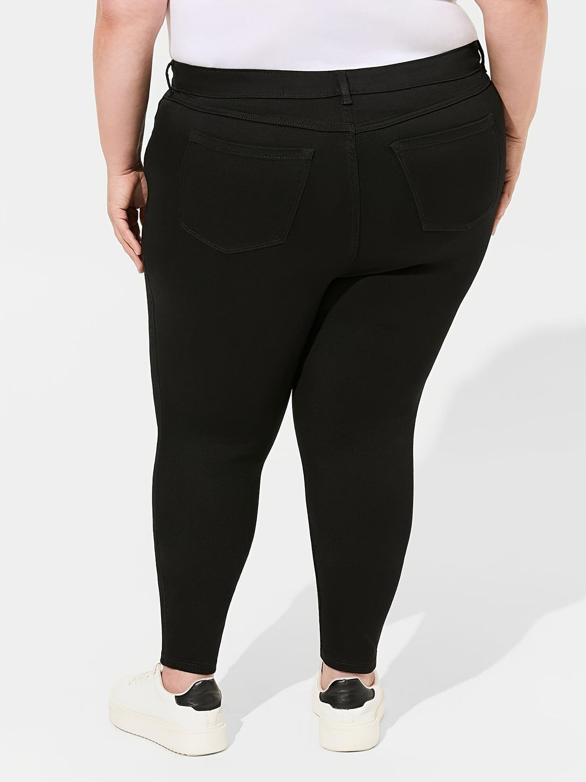 jkthpu-45 Plus Size Black Jeans 300 lbs High-Waisted Elastic