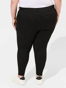 jkthpu-45 Plus Size Black Jeans 300 lbs High-Waisted Elastic