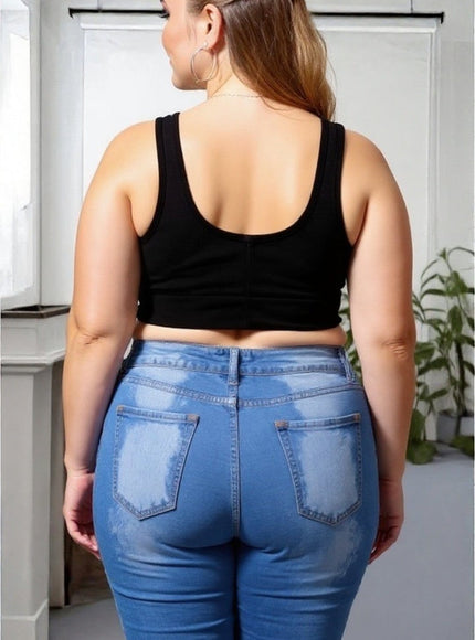 KissICON Plus Size Black Ribbed Crop Tank Top – Everyday Essential