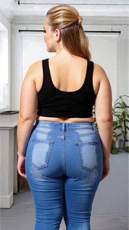 KissICON Plus Size Black Ribbed Crop Tank Top – Everyday Essential