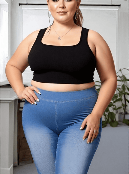 KissICON Plus Size Black Ribbed Crop Tank Top – Everyday Essential