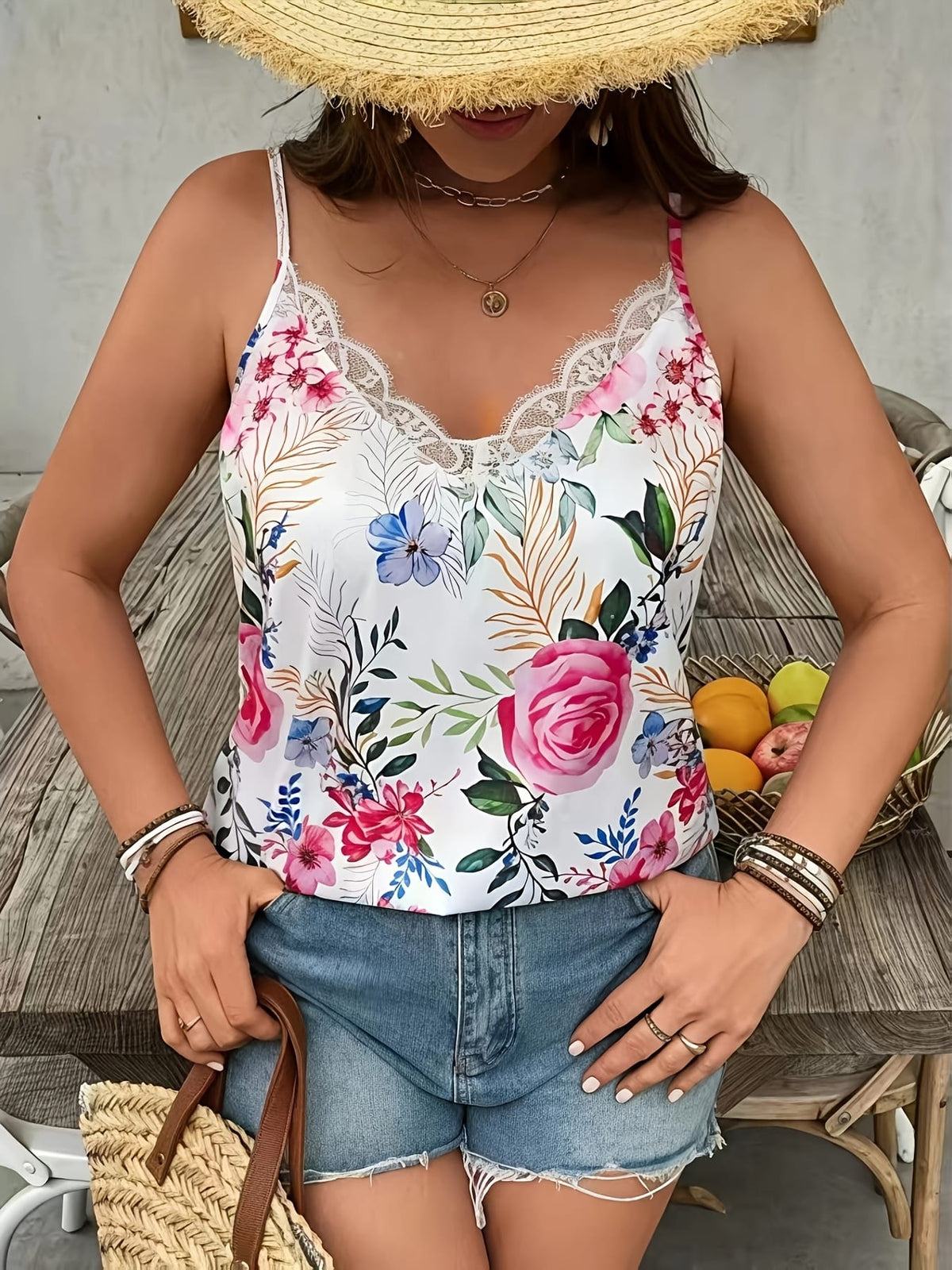 jkthpu-45 Plus Size Boho Floral Lace CoverUp Beach to City Chic