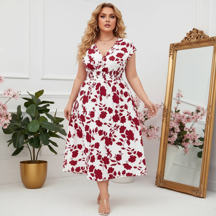 Plus Size Boho Floral VNeck Summer Vacation Maxi Dress
