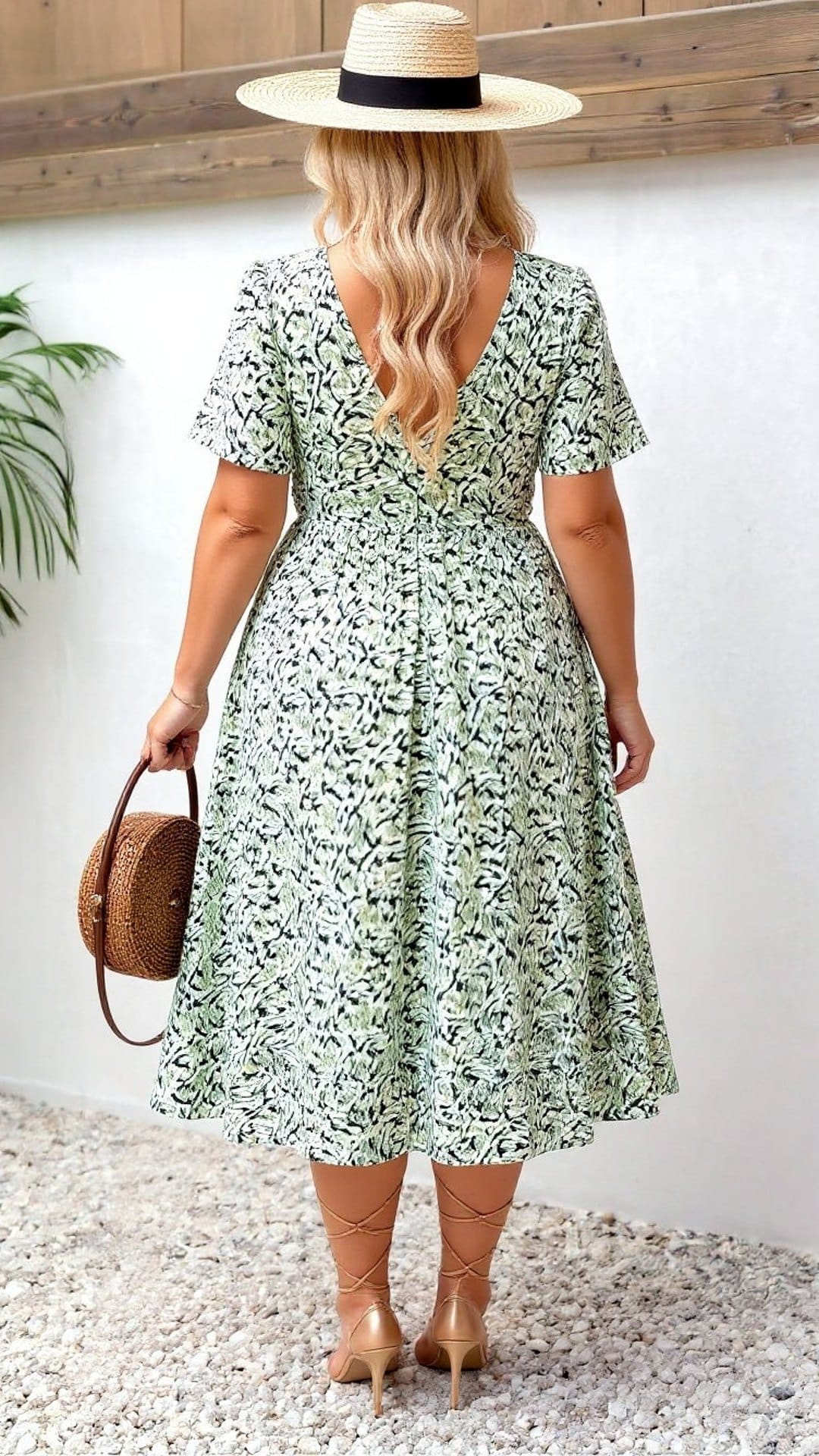 KissICON Plus Size Bridgerton-Inspired V-Neck Summer Dress – Short Sleeve Boho Holiday Style