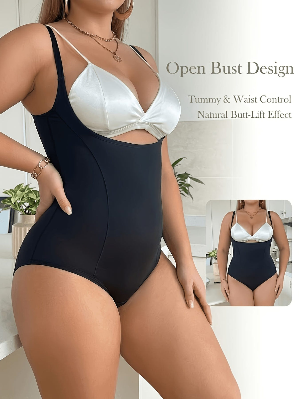 KissICON Shapewear Plus Size Butt Lift Tummy Control Bodysuit Shaper