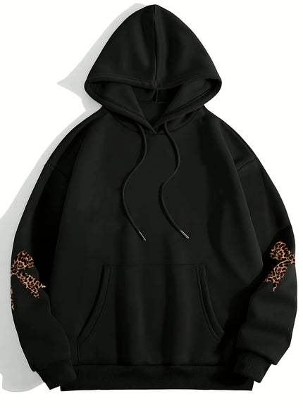jkthpu-45 Plus Size Butterfly Print Oversized Hooded Pullover Sweatshirt – Black & Grey