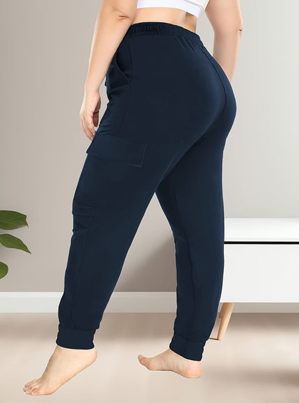 jkthpu-45 [Plus Size Cargo Pants] Stretchy Plus Size High-Waist