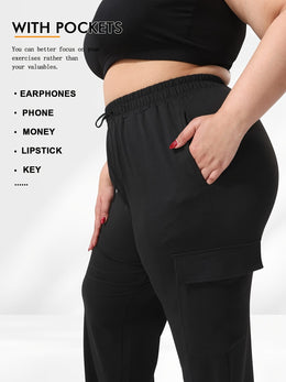 jkthpu-45 [Plus Size Cargo Pants] Stretchy Plus Size High-Waist