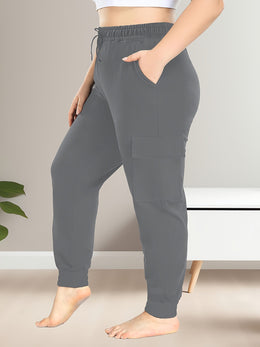 jkthpu-45 [Plus Size Cargo Pants] Stretchy Plus Size High-Waist