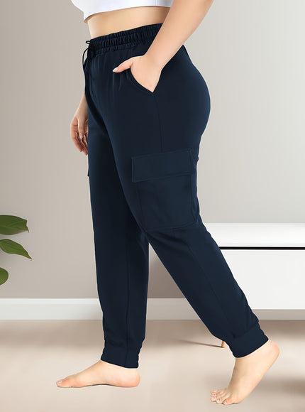 jkthpu-45 [Plus Size Cargo Pants] Stretchy Plus Size High-Waist