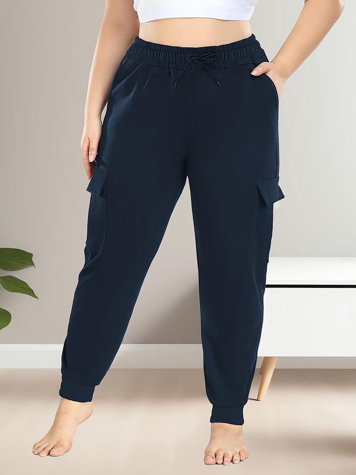 [Plus Size Cargo Pants] Stretchy Plus Size High-Waist