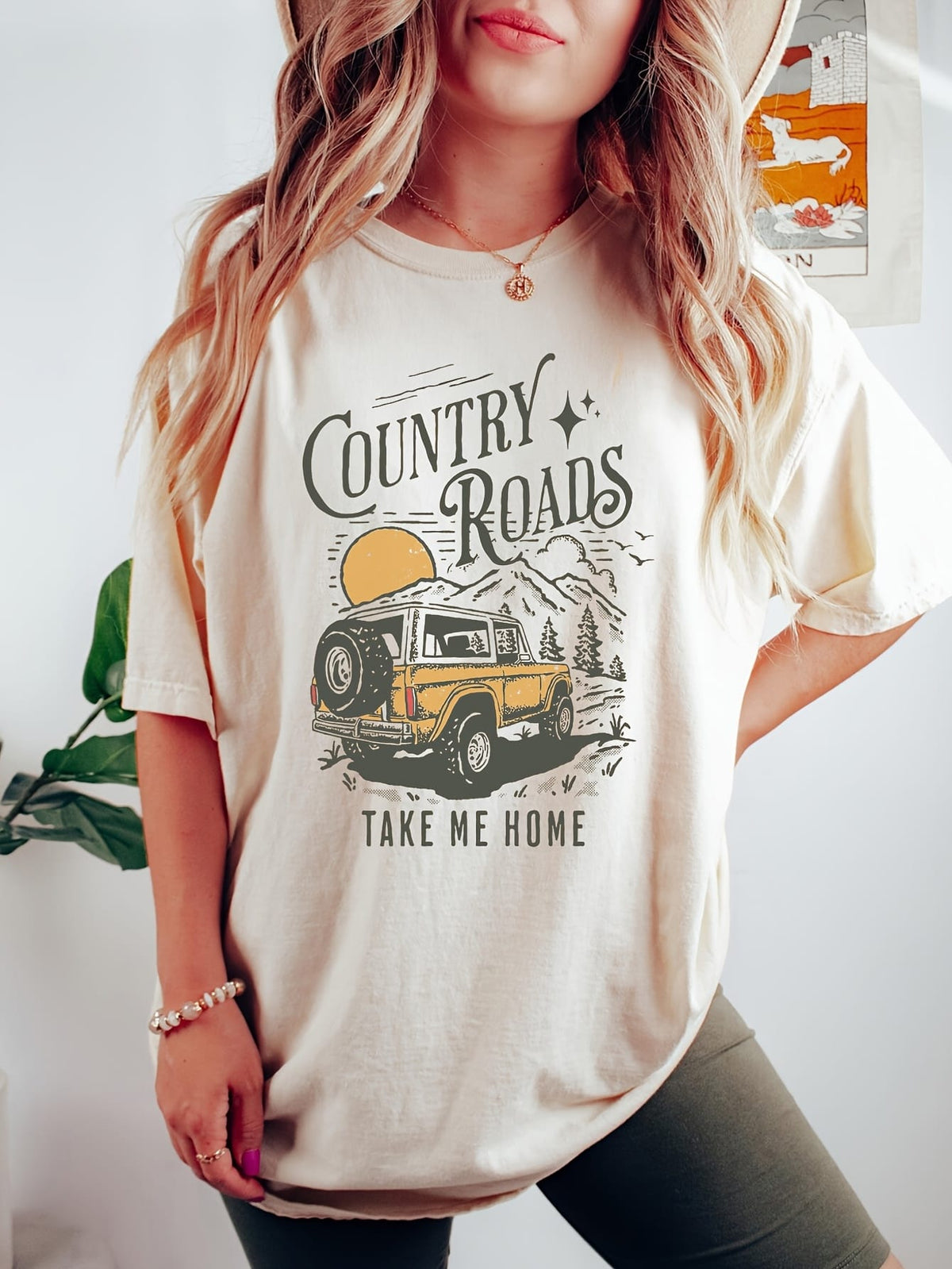 KissICON Plus Size Casual Crew Neck T-Shirt - 1pc Alphabet Pattern Country Roads Print - Polyester Knit Fabric with Slight Stretch for All-Season Comfort