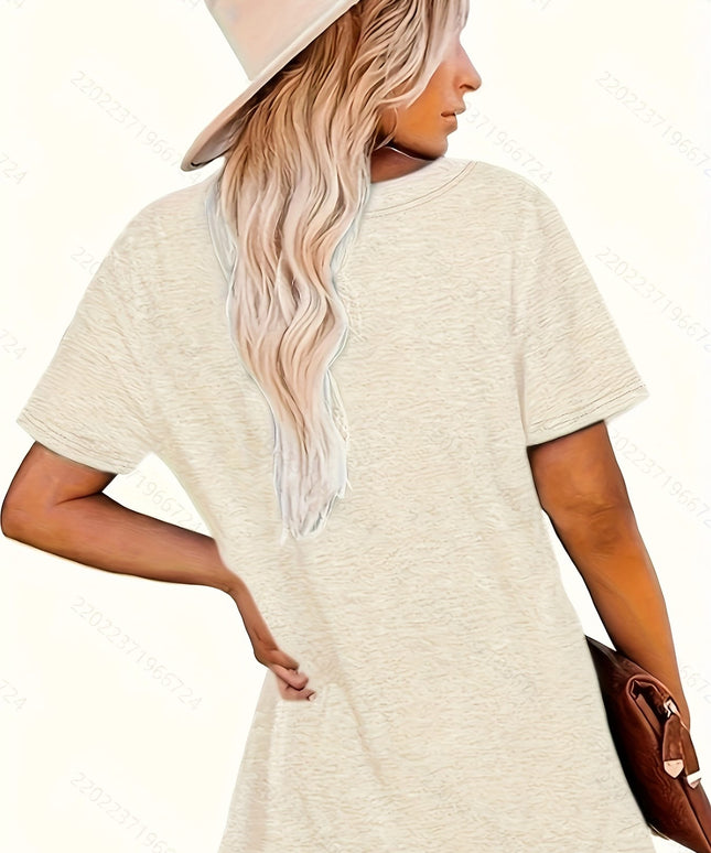 KissICON Plus Size Casual Crew Neck T-Shirt - 1pc Alphabet Pattern Country Roads Print - Polyester Knit Fabric with Slight Stretch for All-Season Comfort