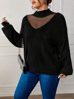 KissICON Plus Size Casual High Neck Pullover Sweater -