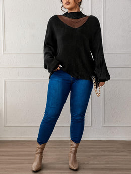 KissICON Plus Size Casual High Neck Pullover Sweater -