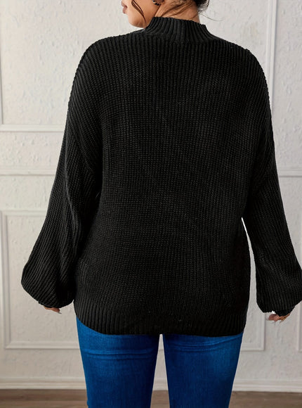 KissICON Plus Size Casual High Neck Pullover Sweater -