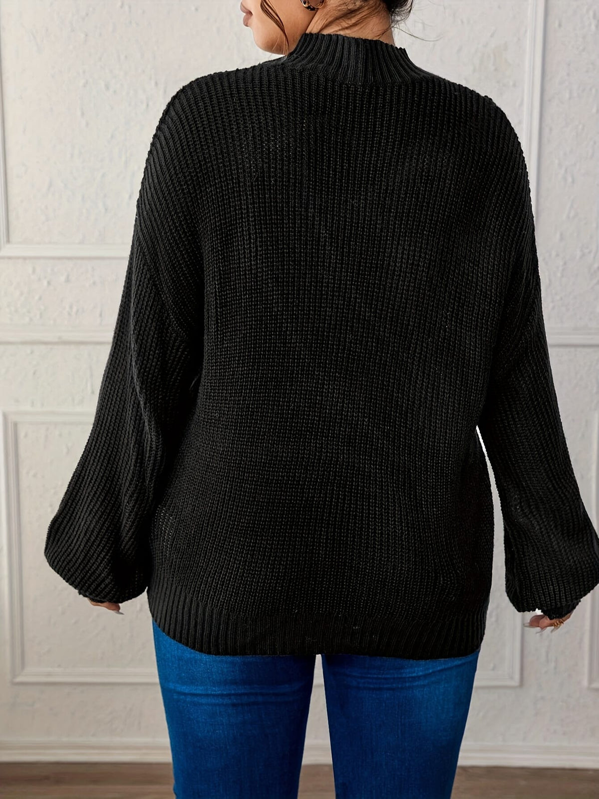 KissICON Plus Size Casual High Neck Pullover Sweater -