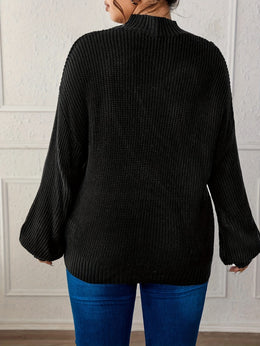 KissICON Plus Size Casual High Neck Pullover Sweater -