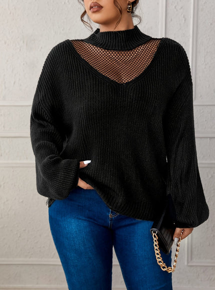 KissICON Plus Size Casual High Neck Pullover Sweater -