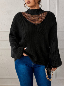 KissICON Plus Size Casual High Neck Pullover Sweater -