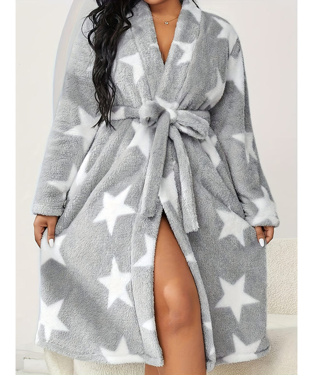 KissICON Plus Size Casual Nightgown, Women's Plus Star Pattern