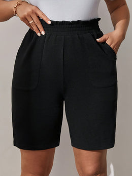 jkthpu-45 Plus Size Casual Pocket Shorts Summer Comfort for Her