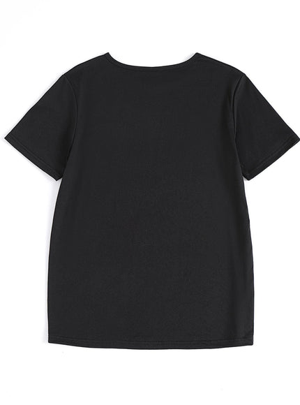 jkthpu-45 Plus Size Casual Women's T-shirt Three Pink Hearts