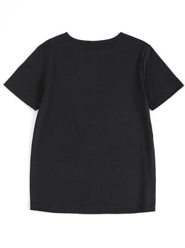 jkthpu-45 Plus Size Casual Women's T-shirt Three Pink Hearts