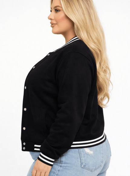 KissICON Jackets Plus Size Classic College Baseball Jacket for Women