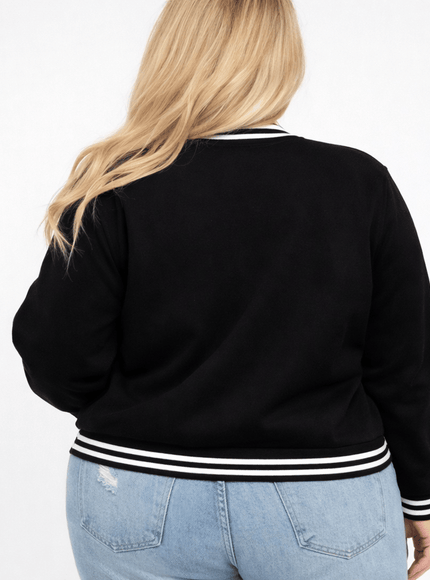 KissICON Jackets Plus Size Classic College Baseball Jacket for Women