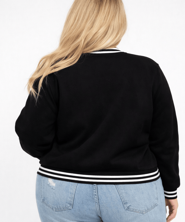 KissICON Jackets Plus Size Classic College Baseball Jacket for Women