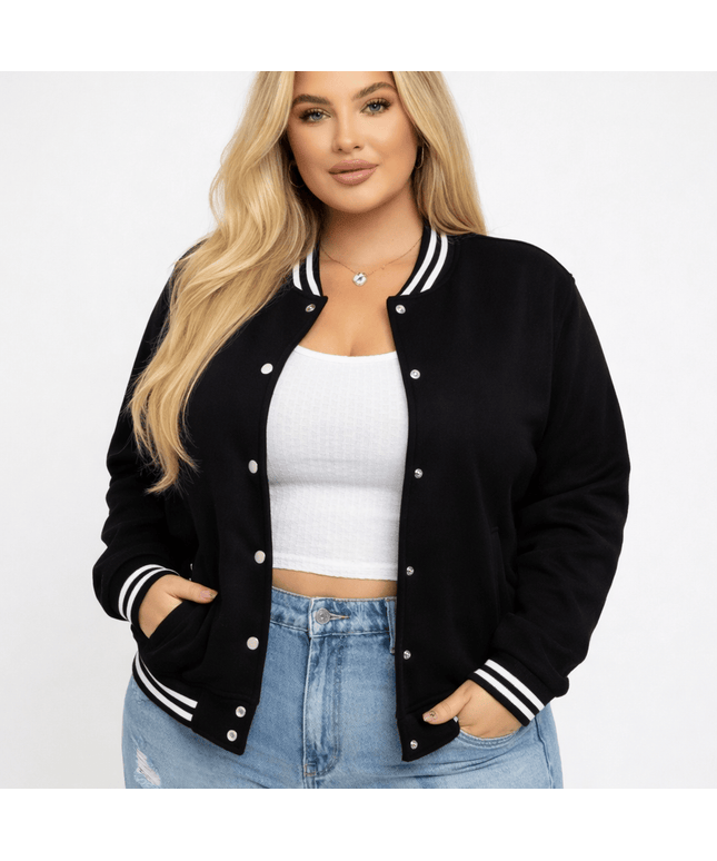 KissICON Jackets Plus Size Classic College Baseball Jacket for Women