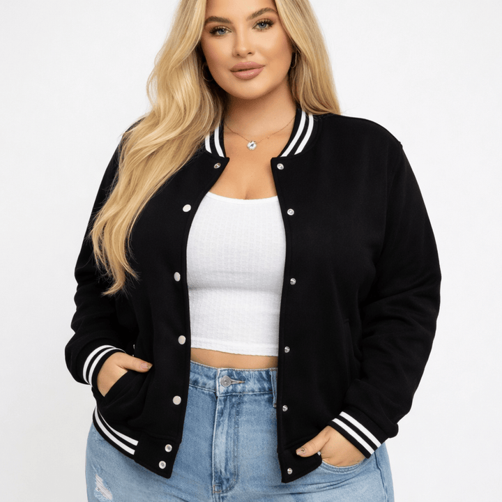 Plus Size Classic College Baseball Jacket for Women