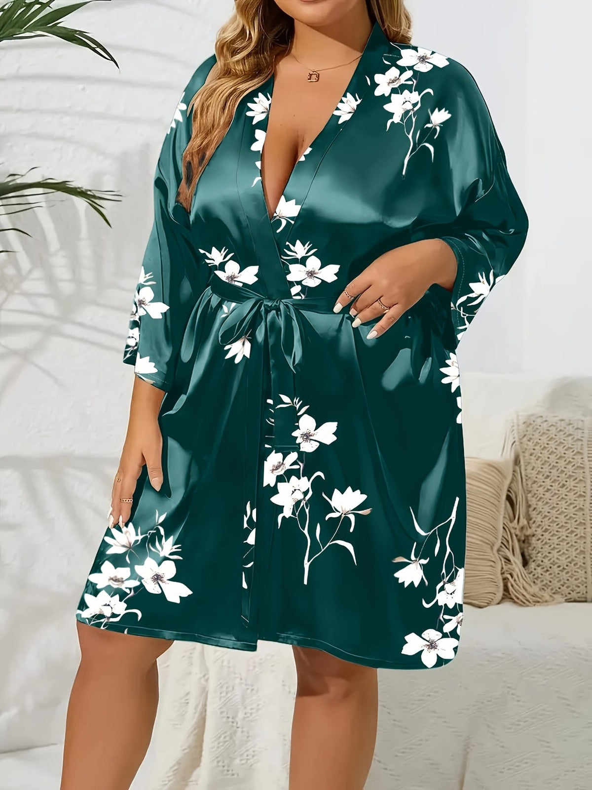 KissICON Plus Size Colorful Home Wear Bathrobe 713