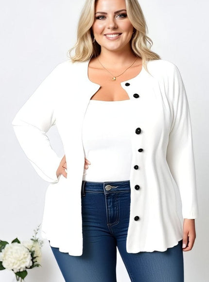 jkthpu-45 Plus Size Cozy Oversized ButtonUp Cardigan Sweater