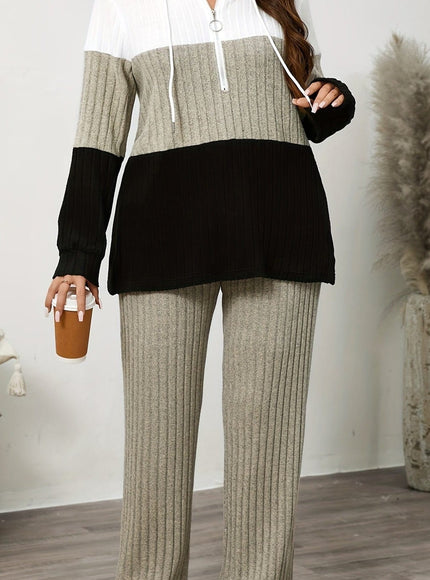 jkthpu-45 Plus Size Cozy Zip Hoodie Jogger Set