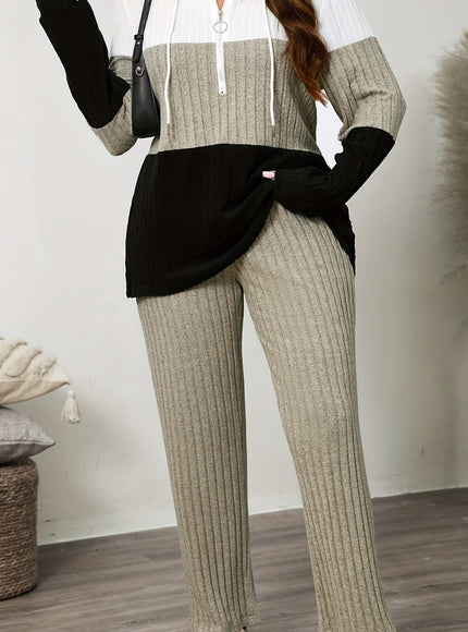 jkthpu-45 Plus Size Cozy Zip Hoodie Jogger Set