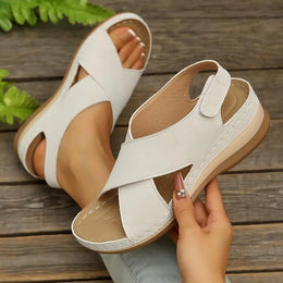 KissICON Plus Size Cross Band Gladiator Wedge Sandals Women