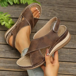 KissICON Plus Size Cross Band Gladiator Wedge Sandals Women