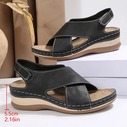 KissICON Plus Size Cross Band Gladiator Wedge Sandals Women