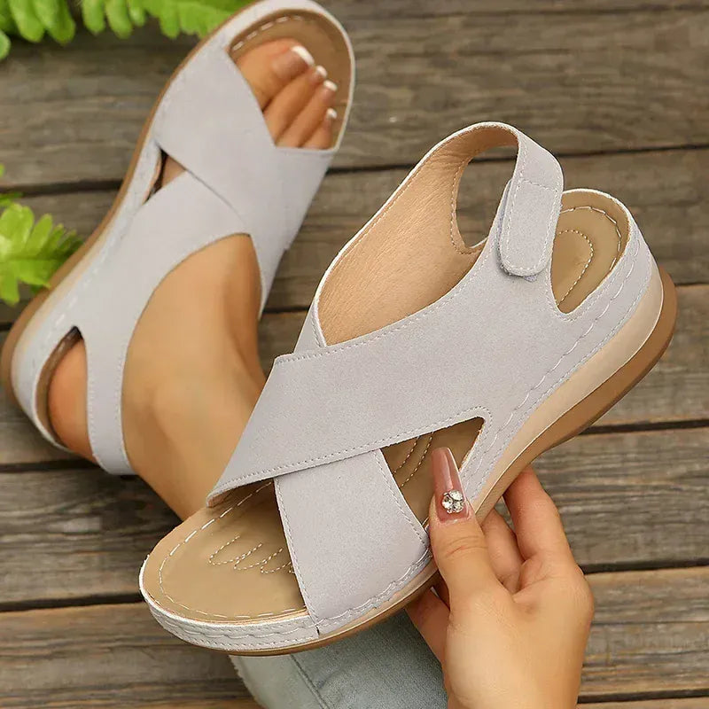 KissICON Plus Size Cross Band Gladiator Wedge Sandals Women