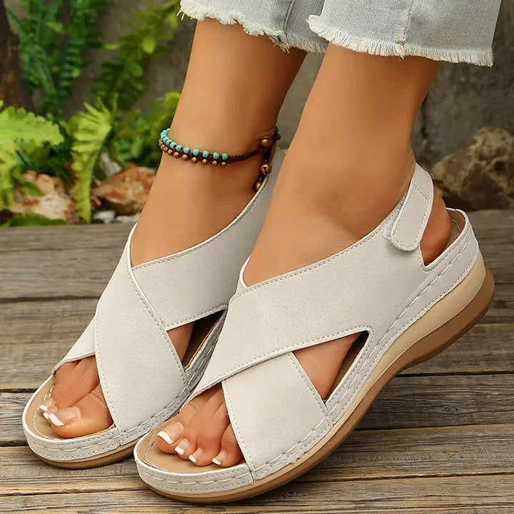 Plus Size Cross Band Gladiator Wedge Sandals Women