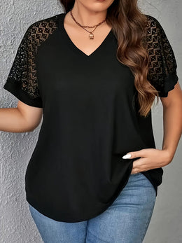 KissICON Plus Size, Cross-border European and American Women's Fashionable New Large-Size T-Shirts for Spring, Autumn, and Winter 2025