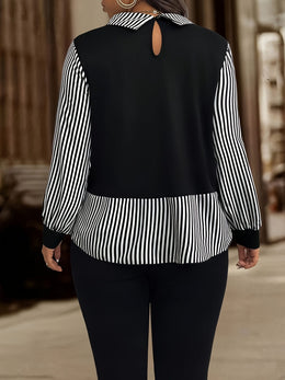 jkthpu-45 Plus Size, Cross-Border Fashion Autumn-Winter New Oversized Striped