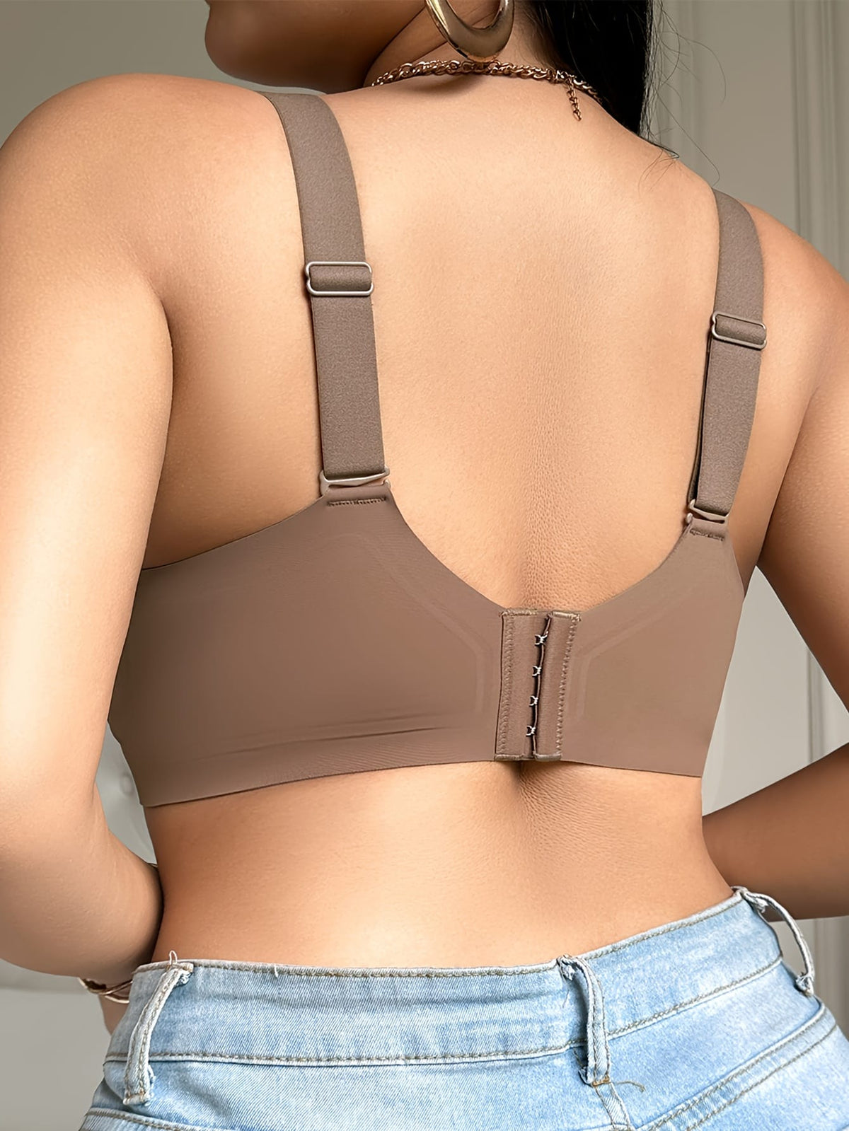 jkthpu-45 Plus Size Deep V Lace PushUp Bra Sexy Supportive Seamless