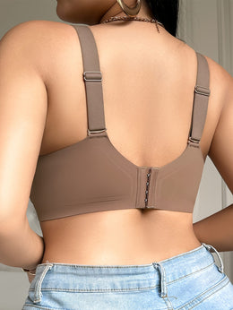 jkthpu-45 Plus Size Deep V Lace PushUp Bra Sexy Supportive Seamless