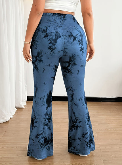 jkthpu-45 Plus Size, [Denim Print/Imitation Denim] Women's High-Waisted Wide-Leg