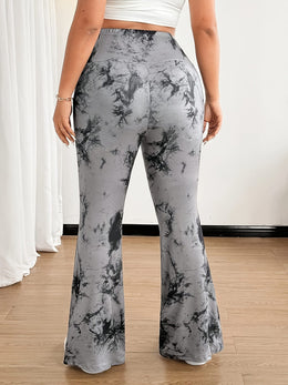 jkthpu-45 Plus Size, [Denim Print/Imitation Denim] Women's High-Waisted Wide-Leg